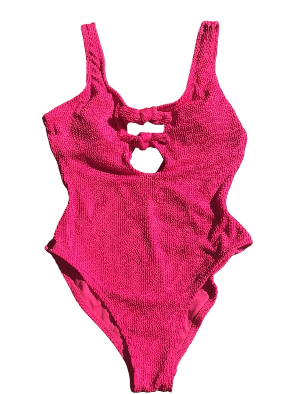 💟Arizona Jean Co. Women’s Textured One-Piece Swimsuit – Hot Pink, Size Medium